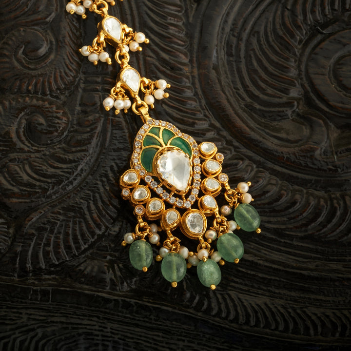 Royal Panna Moissanite Maang Tikka