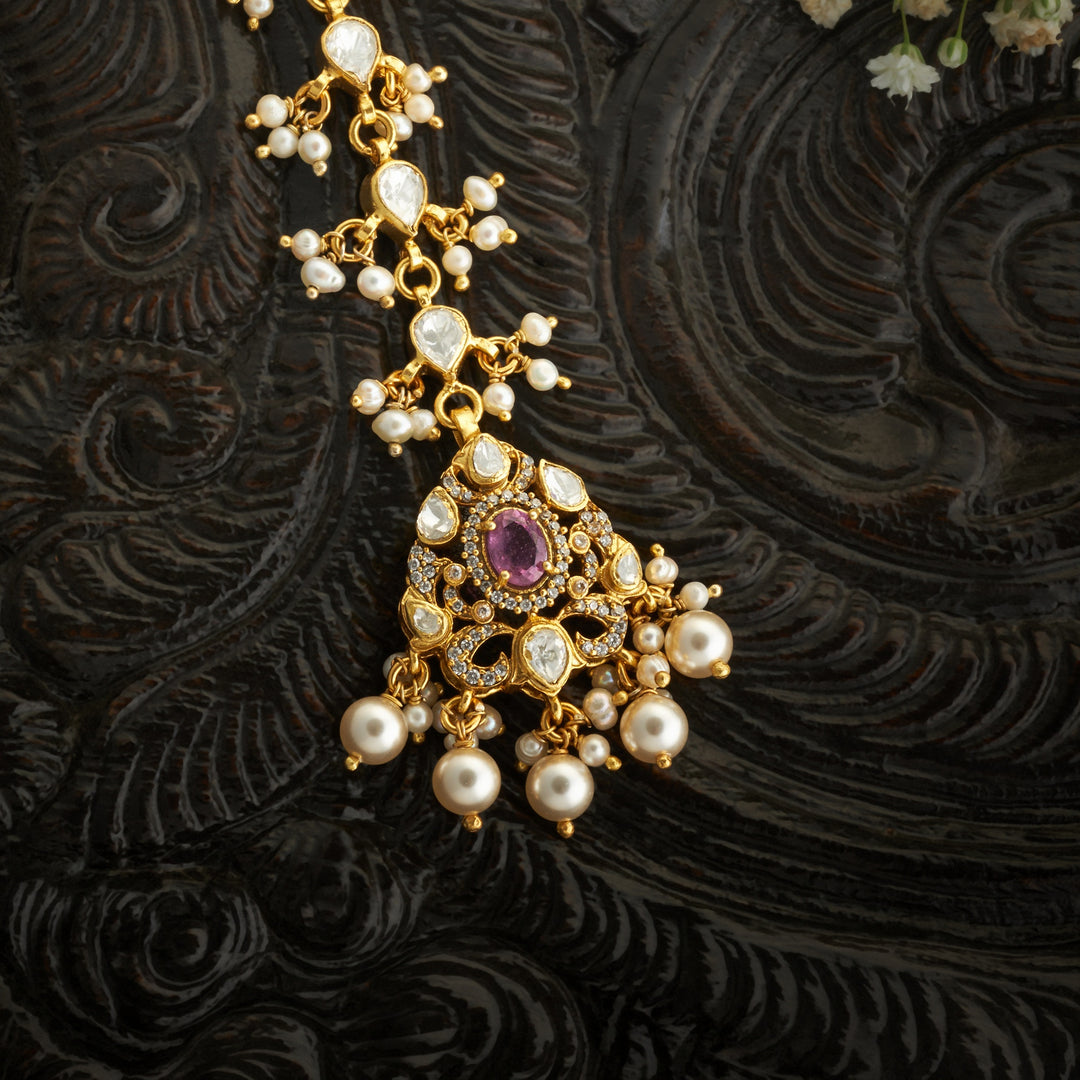 Raga Pearl Moissanite Maang Tikka