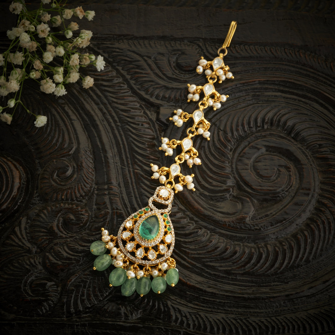 Royal Pear Moissanite Maang Tikka