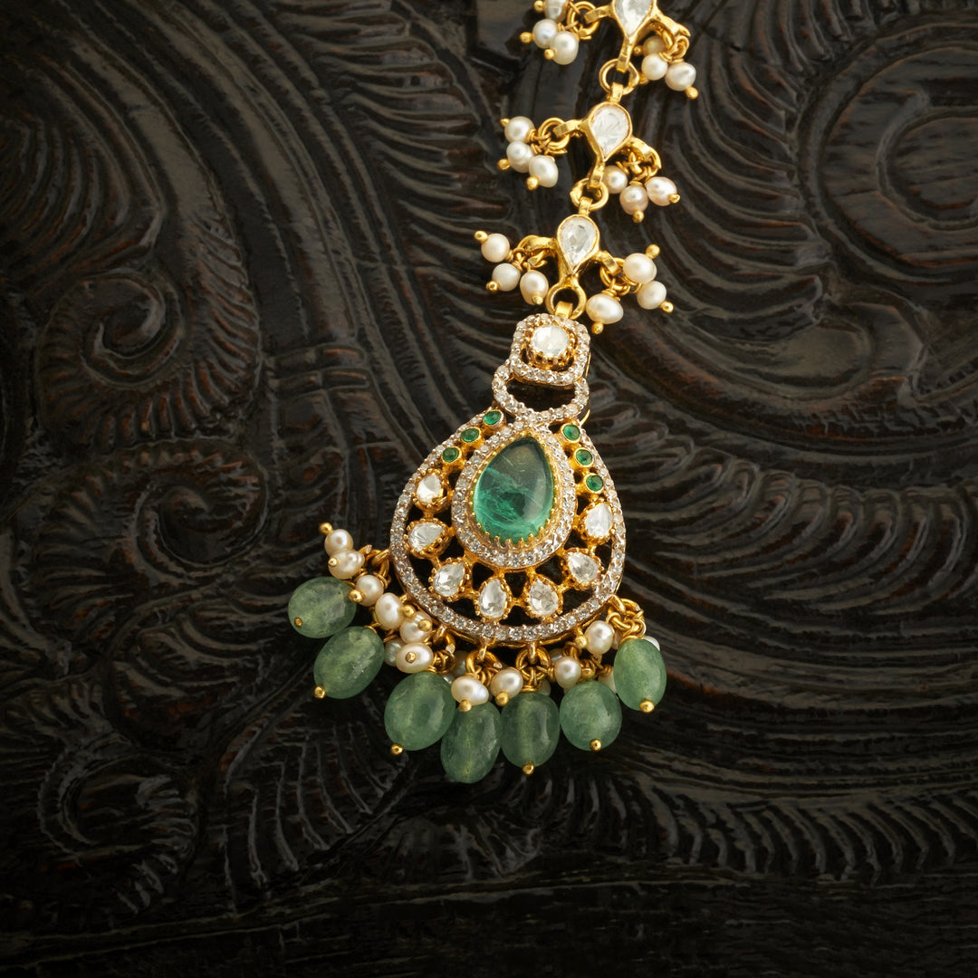 Royal Pear Moissanite Maang Tikka