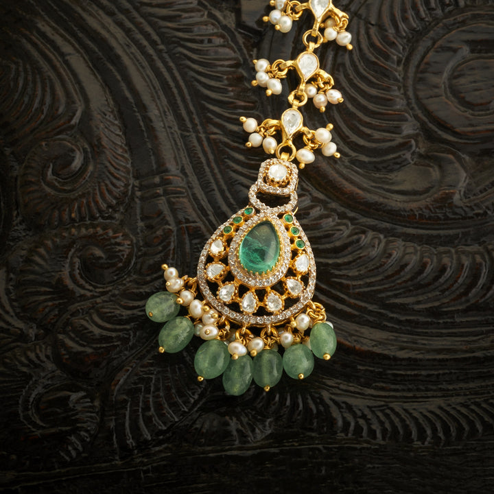 Royal Pear Moissanite Maang Tikka