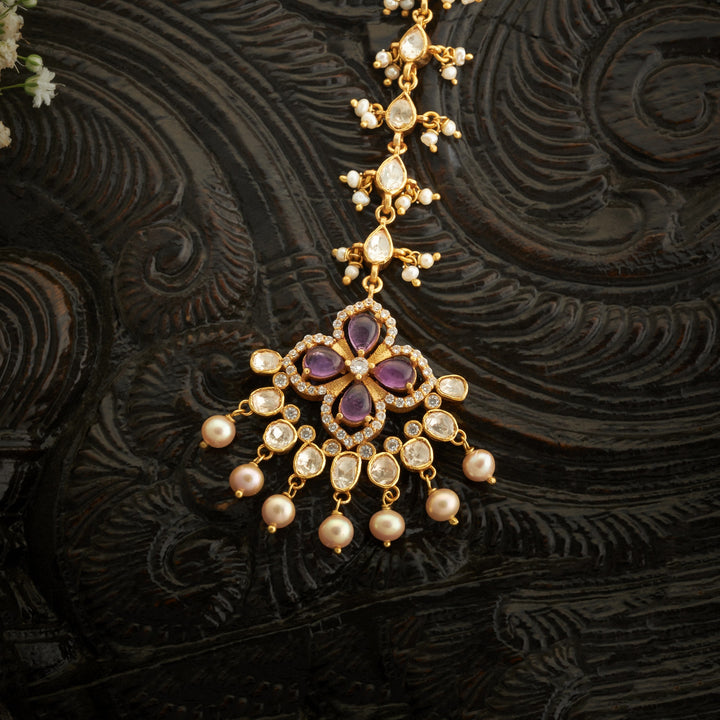 Violet Elegance Moissanite Maang Tikka
