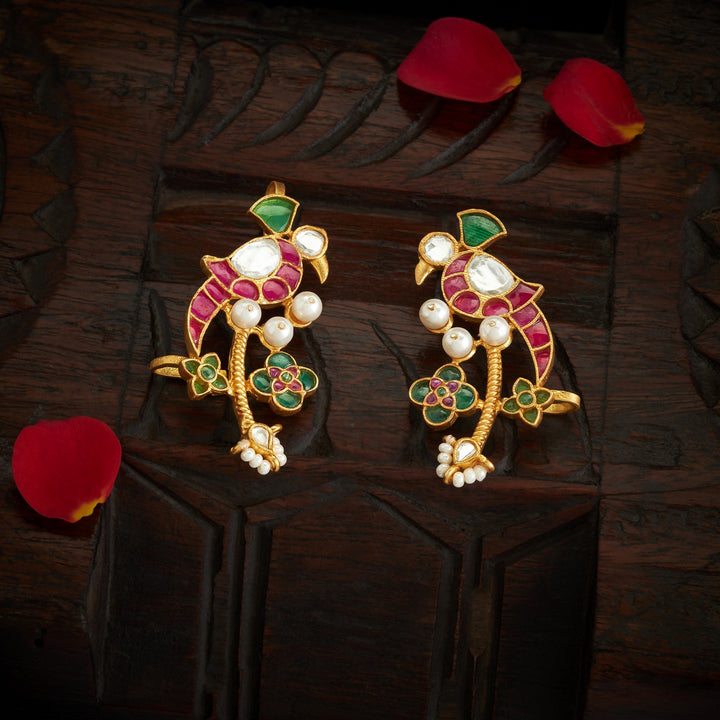 Parrot-Flora Kundan Ear Cuff