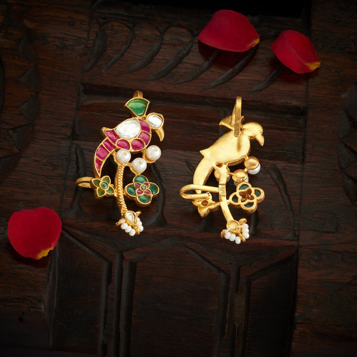 Parrot-Flora Kundan Ear Cuff