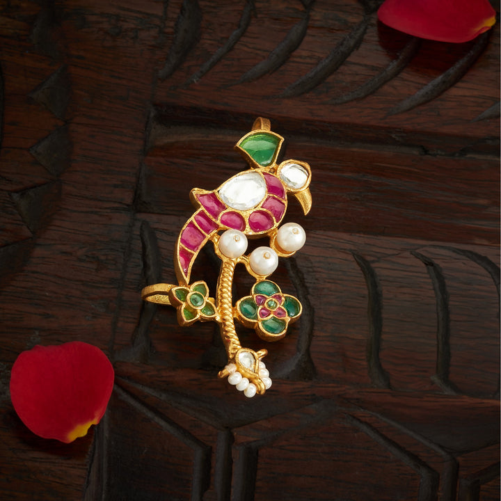 Parrot-Flora Kundan Ear Cuff