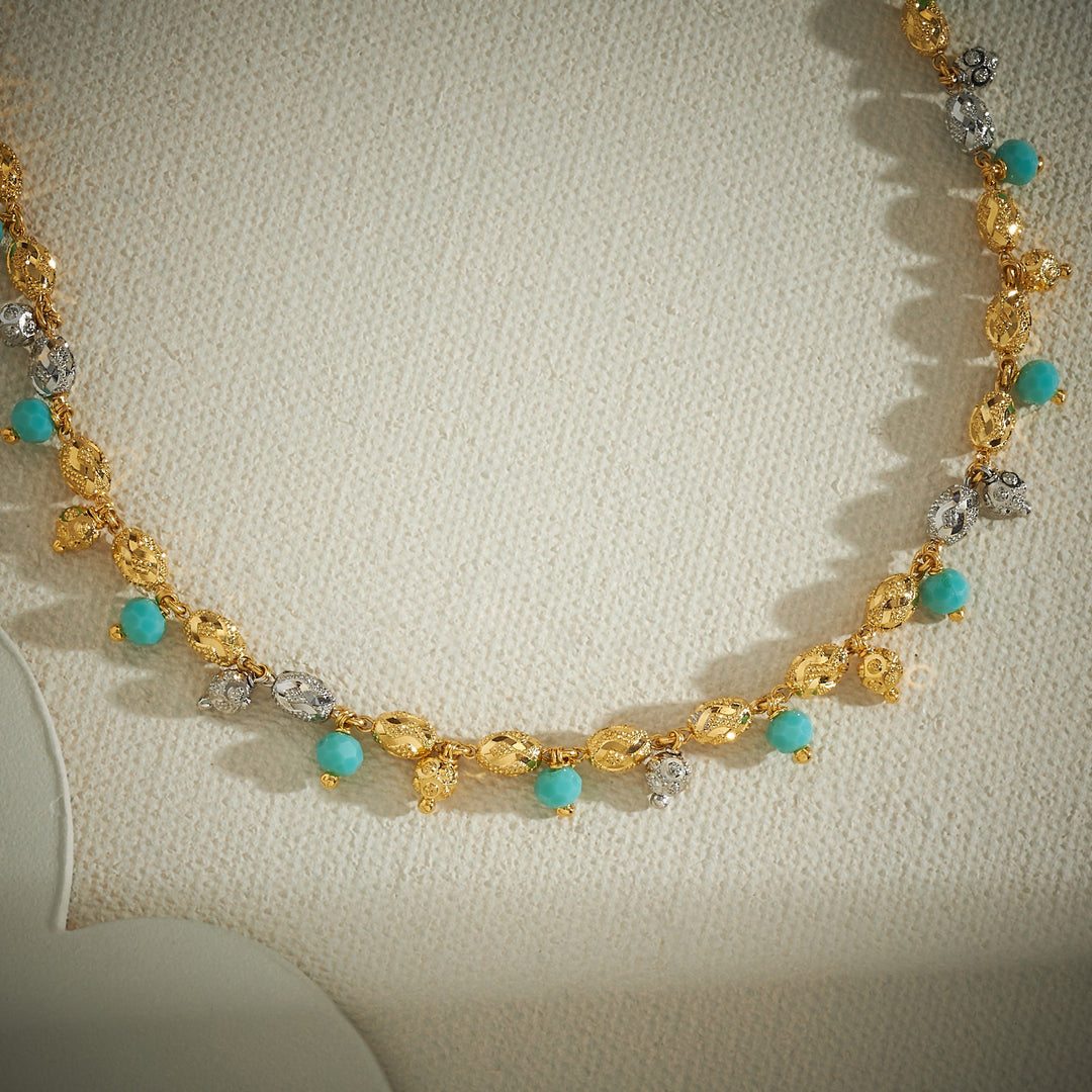 Aquamarine-Blue Beads Necklace