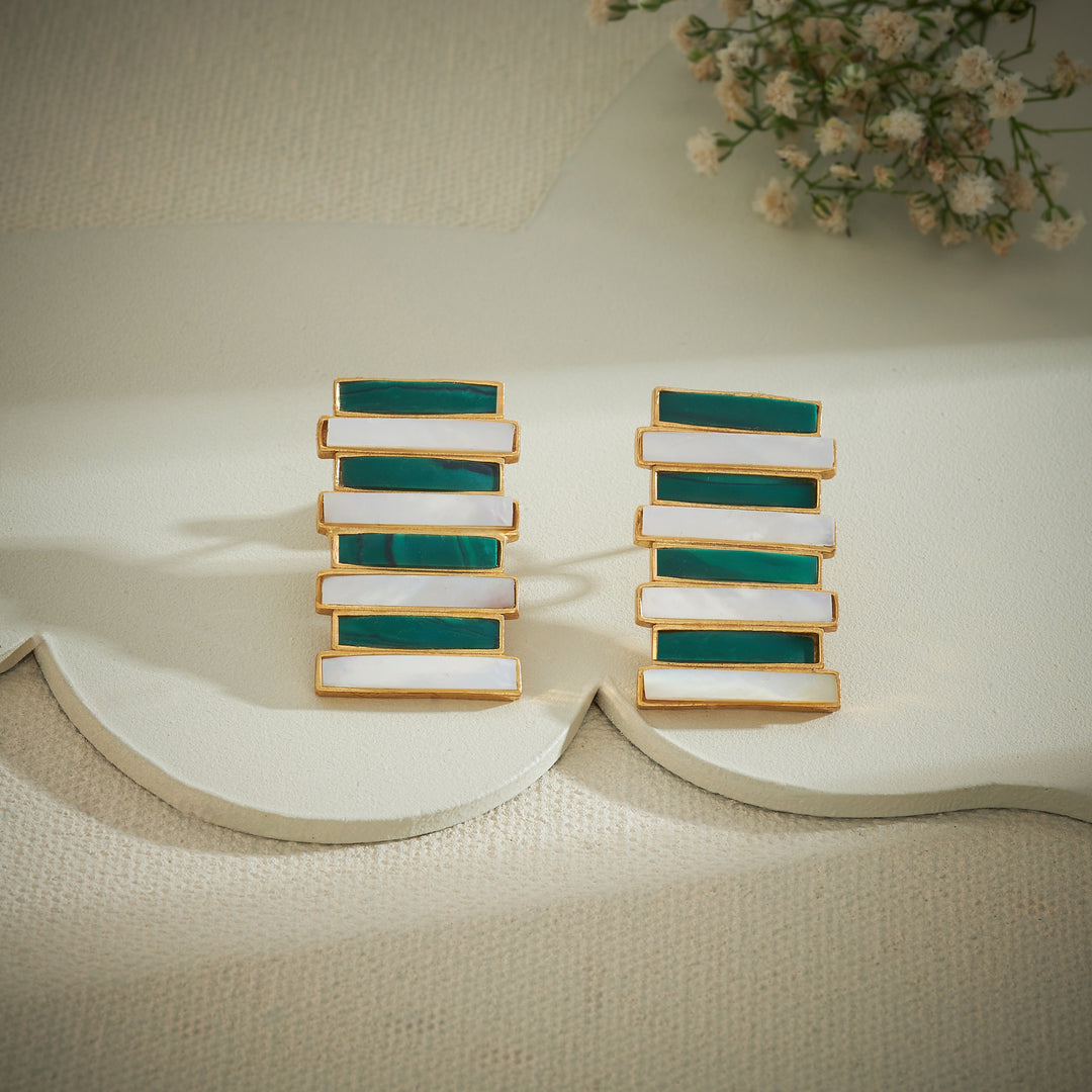Green Stripes Studs