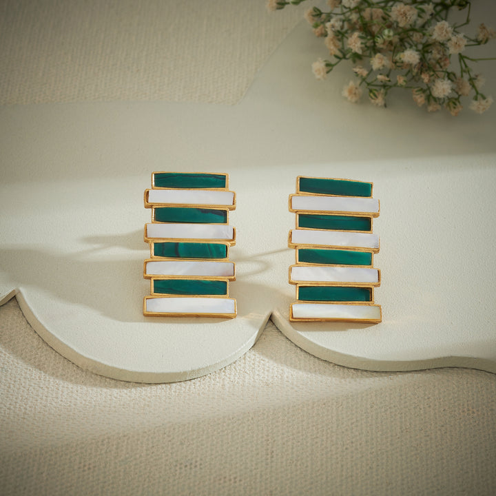 Green Stripes Studs