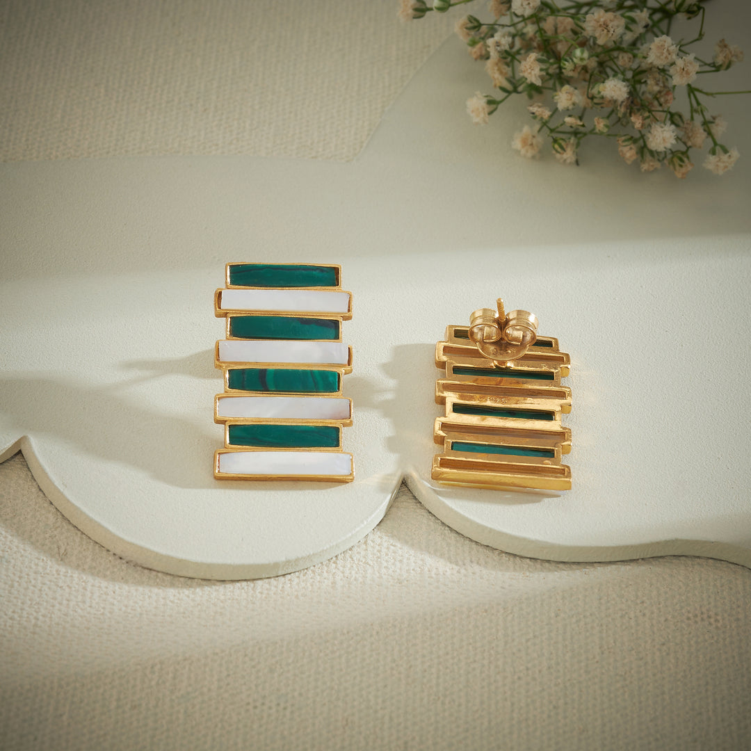 Green Stripes Studs