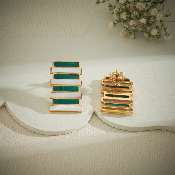 Green Stripes Studs
