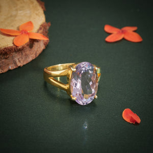 Oval-Amethyst Gemstone Ring