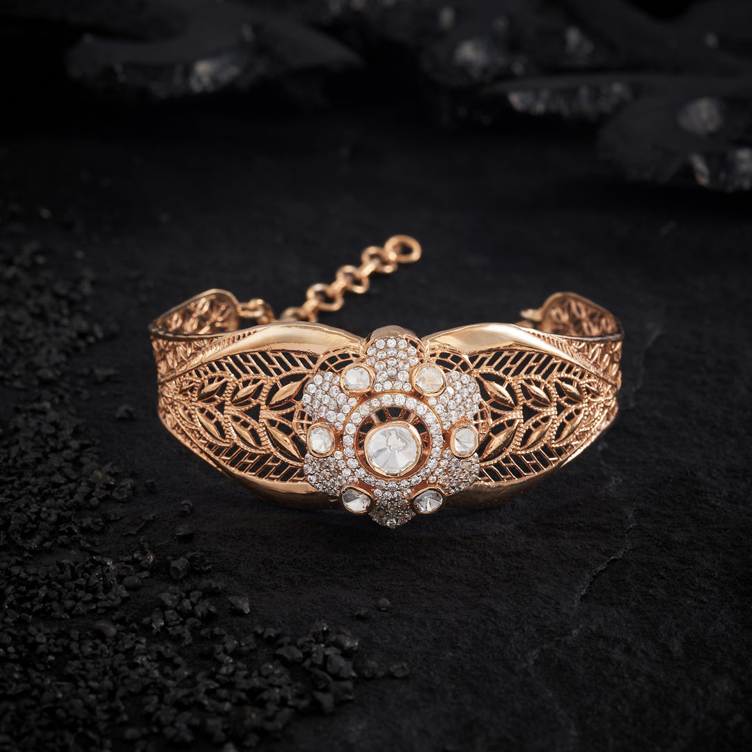 Floral Filigree Moissanite Kada