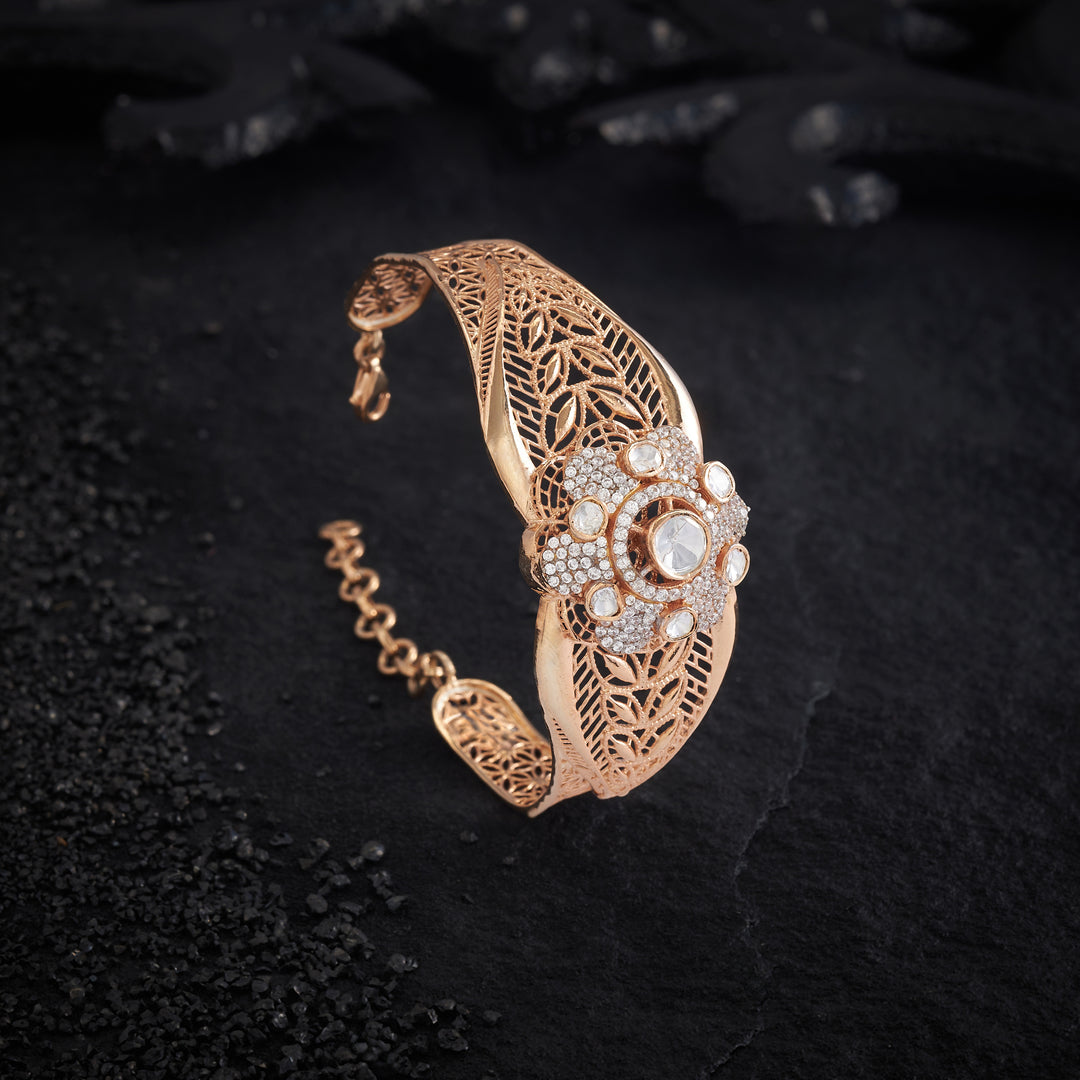 Floral Filigree Moissanite Kada