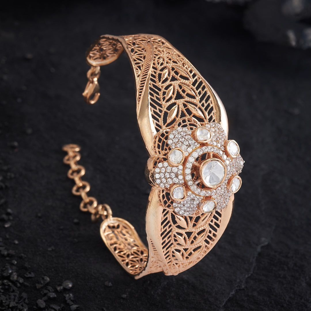 Floral Filigree Moissanite Kada