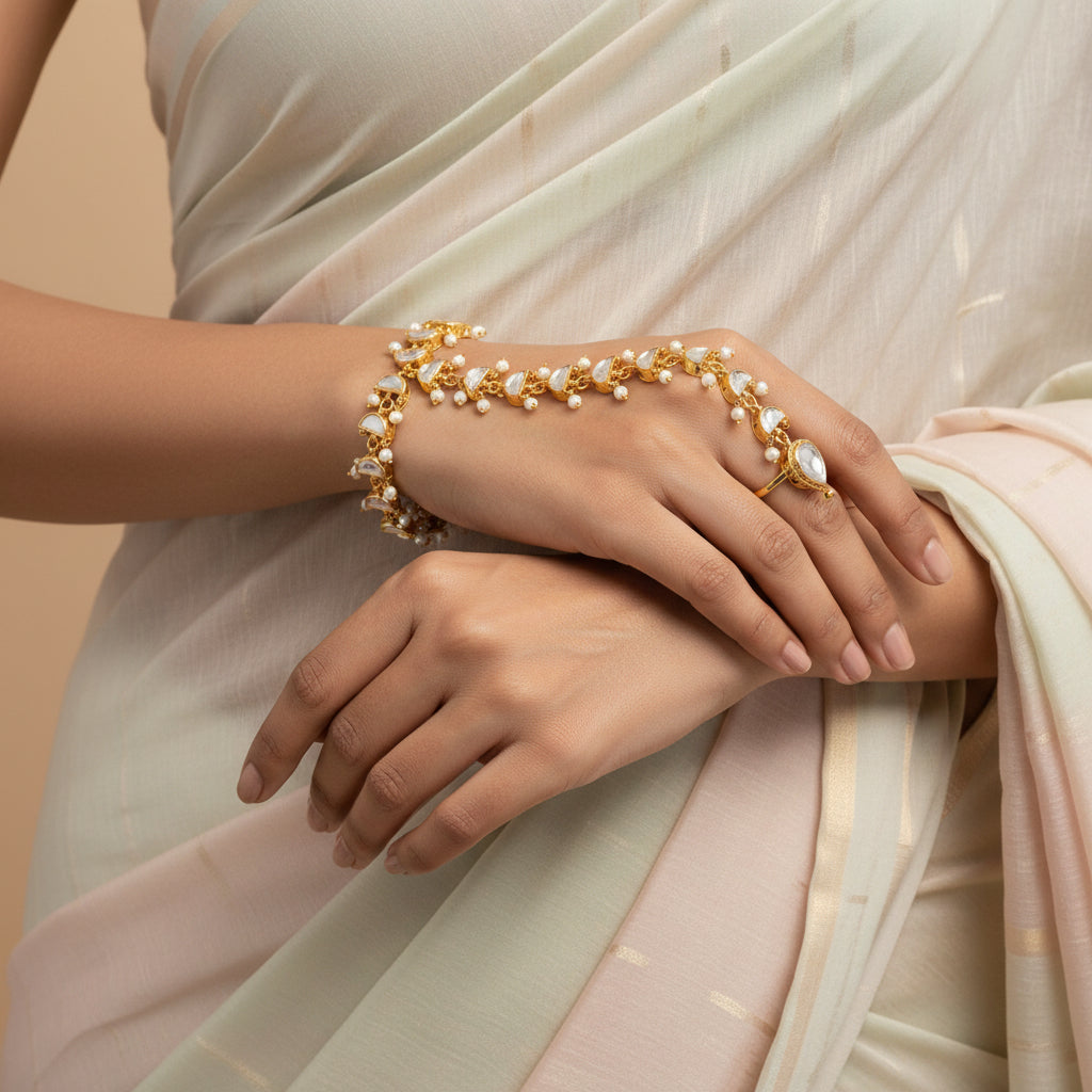 Pearl Elite Moissanite Haath Phool