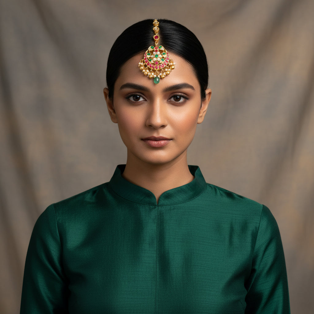 Chandra-Padma Kundan Maang Tikka
