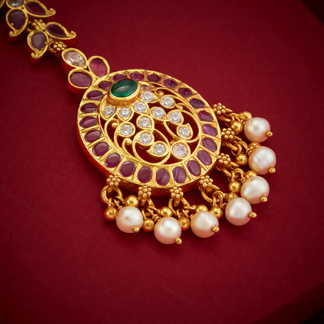 Bloom-Oval Stone Maang Tikka