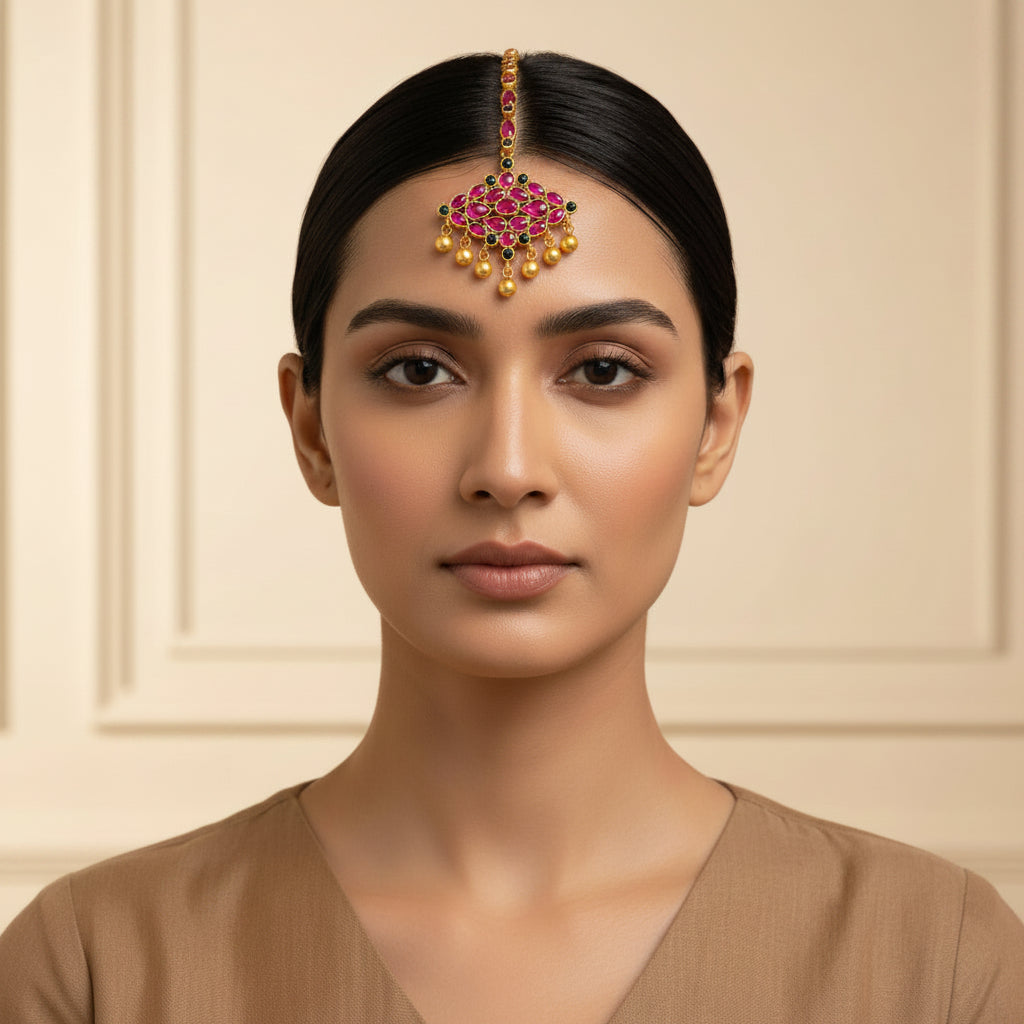 Stone Manik Maang Tikka