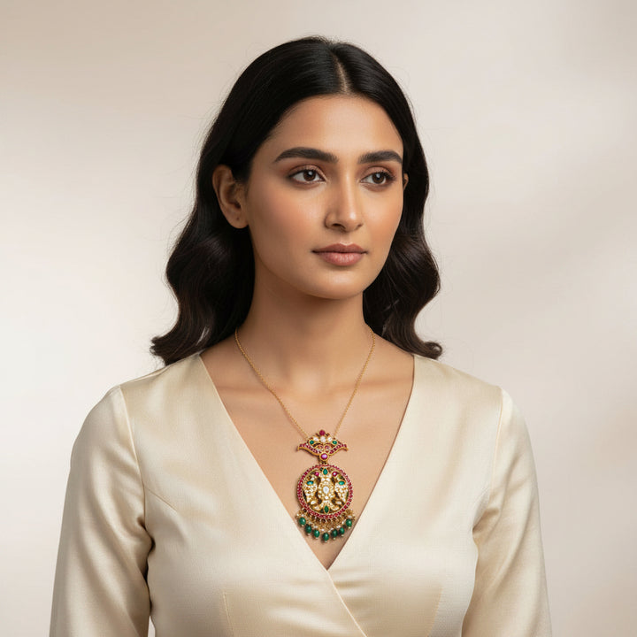 Chakra-Berunda Kundan Pendant