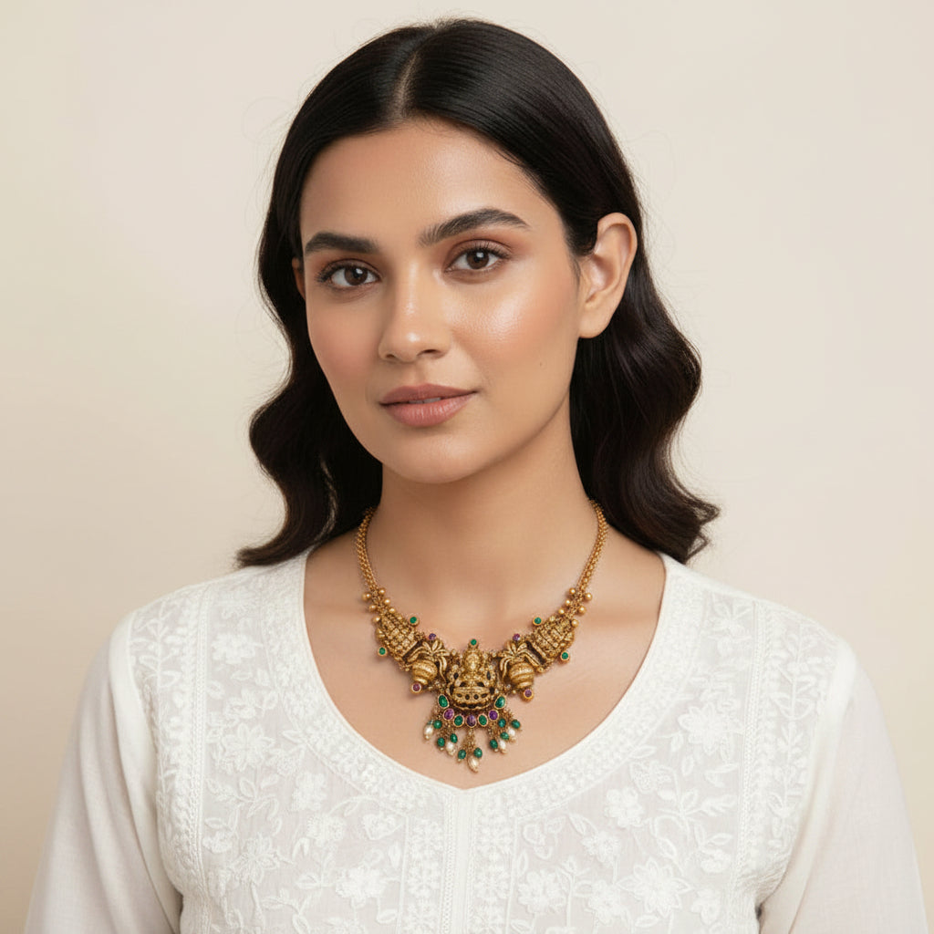 Kalasha-Lakshmi Temple Necklace