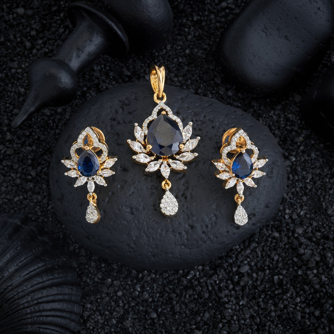 Pear-Blush CZ Pendant Set