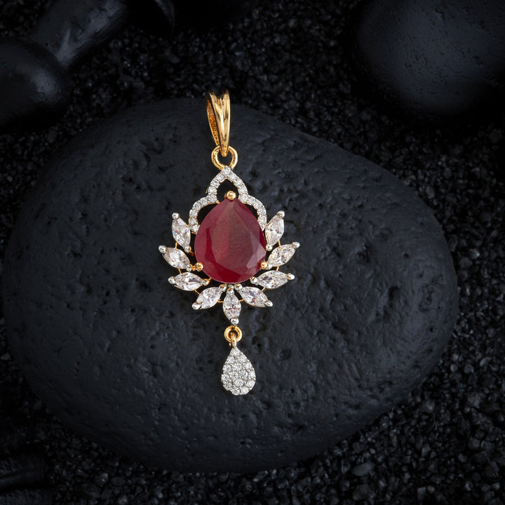 Pear-Blush CZ Pendant Set