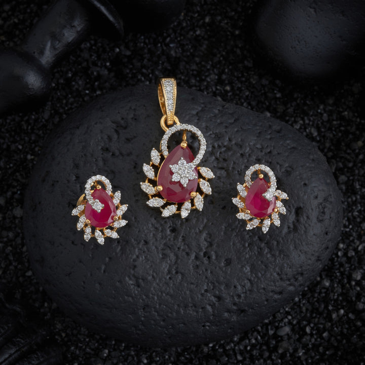 Gulabi Glow CZ Pendant Set