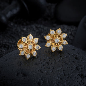 Crystal Flower Stone Studs