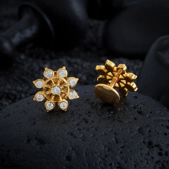 Crystal Flower Stone Studs