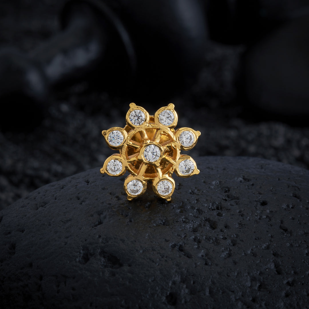 Crystal Flower Stone Studs