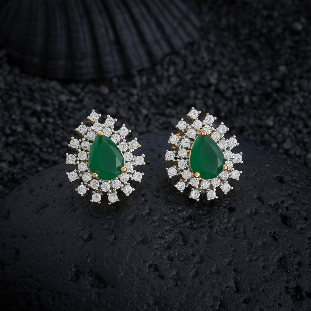 Green-Pear CZ Studs