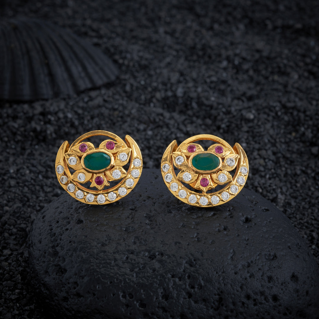 Floral Shine Stone Studs