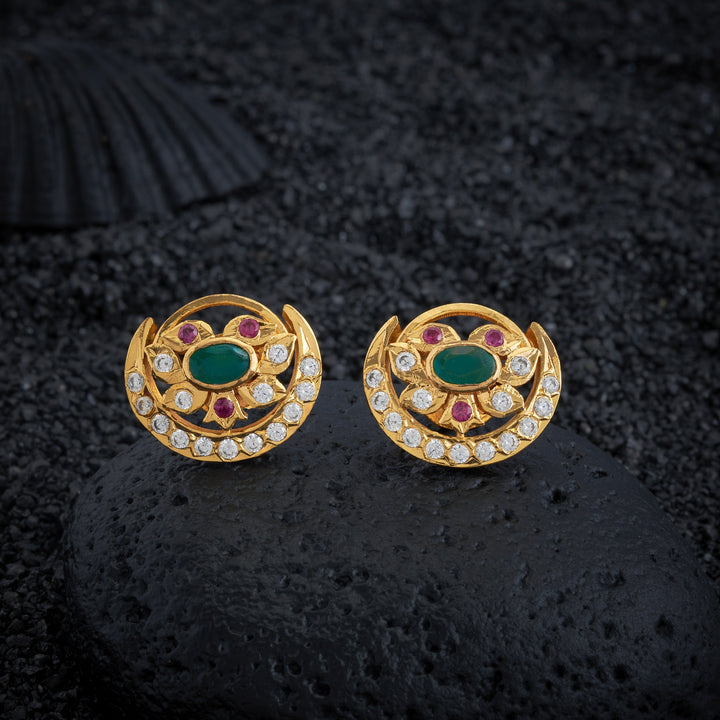 Floral Shine Stone Studs
