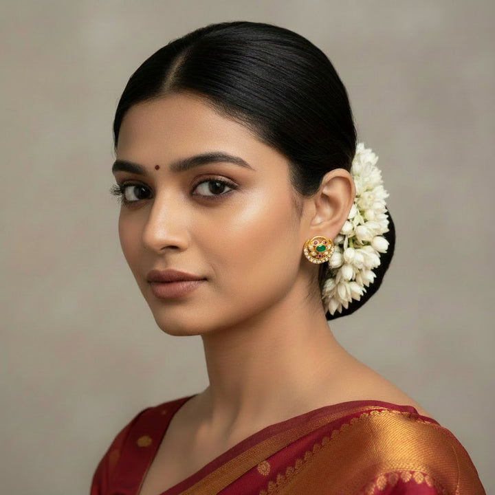 Floral Shine Stone Studs