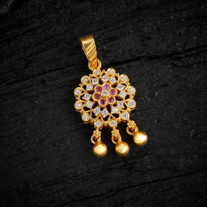 Rosy Bloom Stone Pendant Set