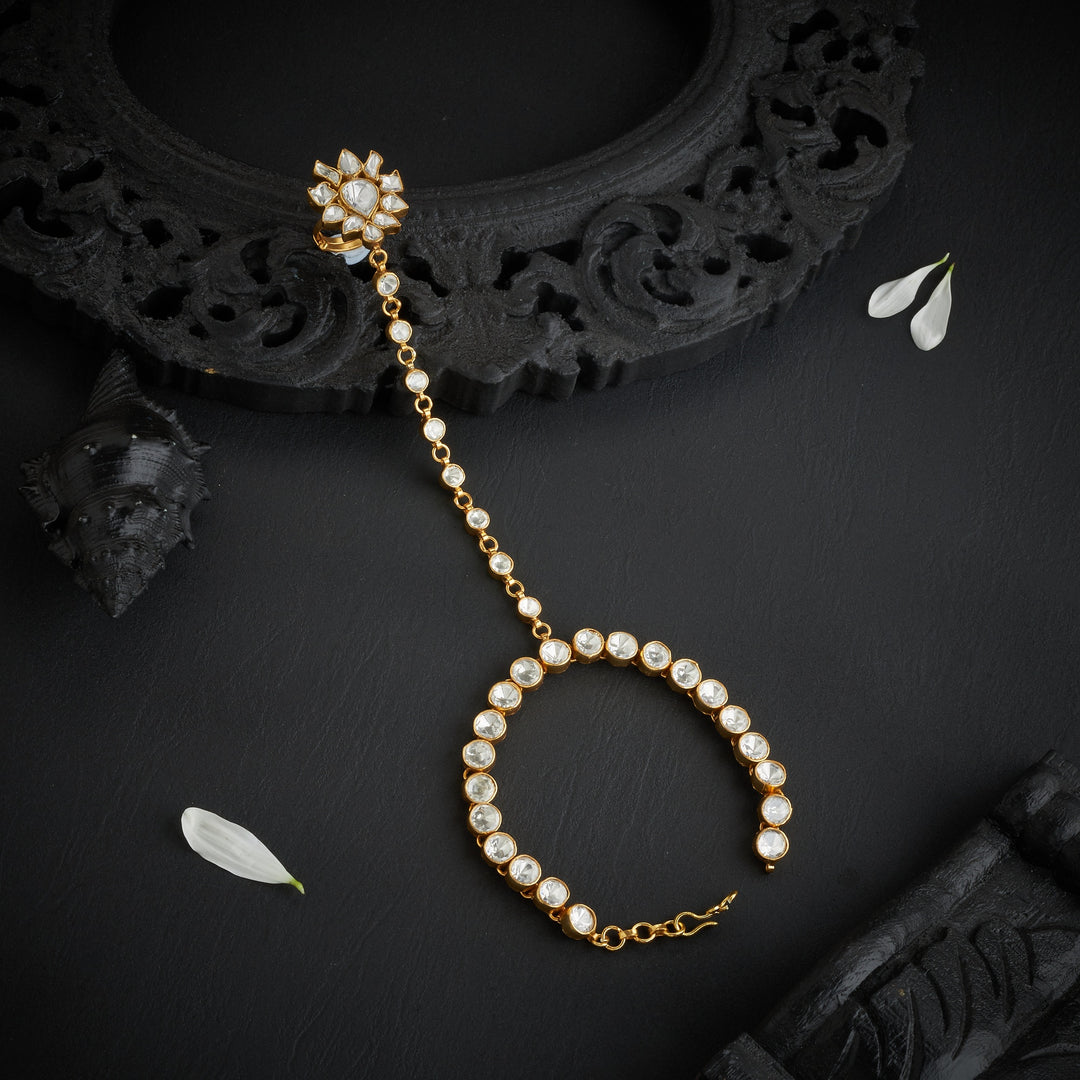 Pear-Floral Moissanite Haath Phool