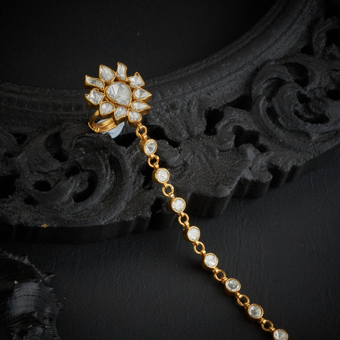 Pear-Floral Moissanite Haath Phool
