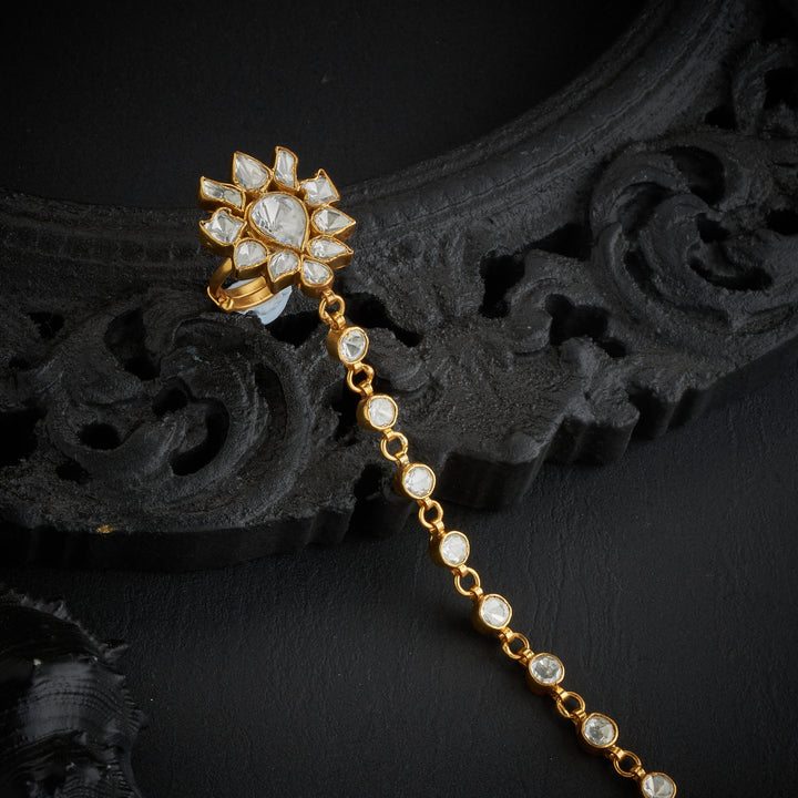Pear-Floral Moissanite Haath Phool