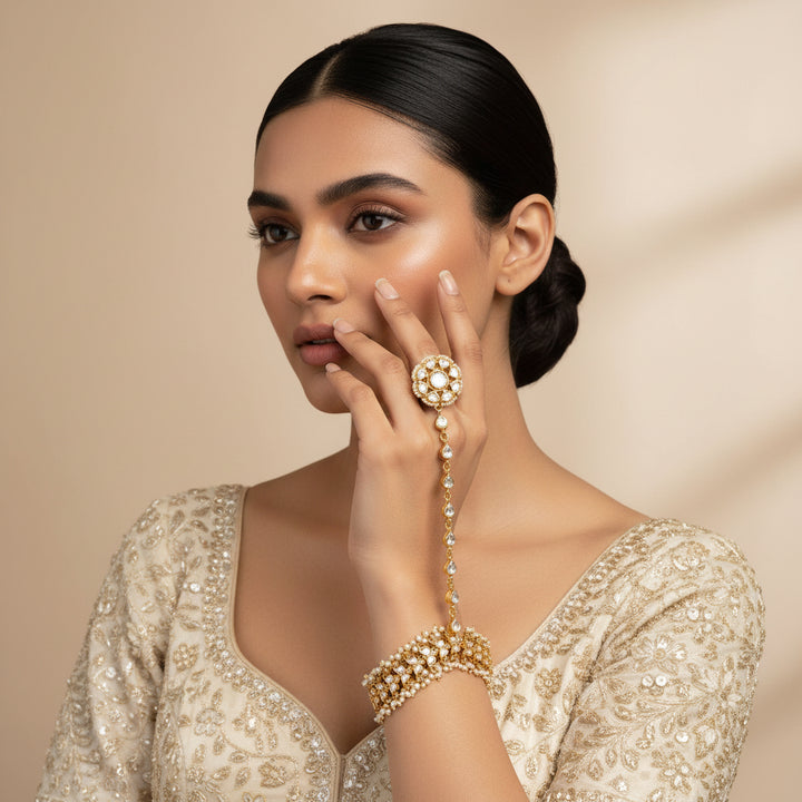 Pearls Moissanite Haath Phool