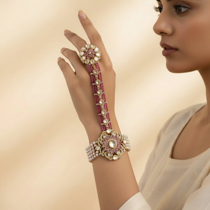 Blush-Floral Victorian Haath Phool