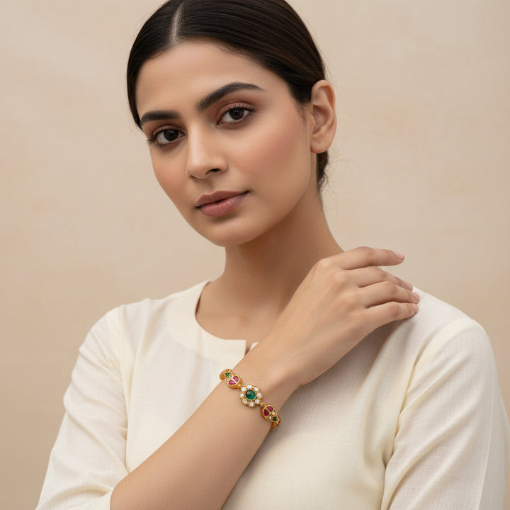 Pear Pushpa Kundan Bracelet