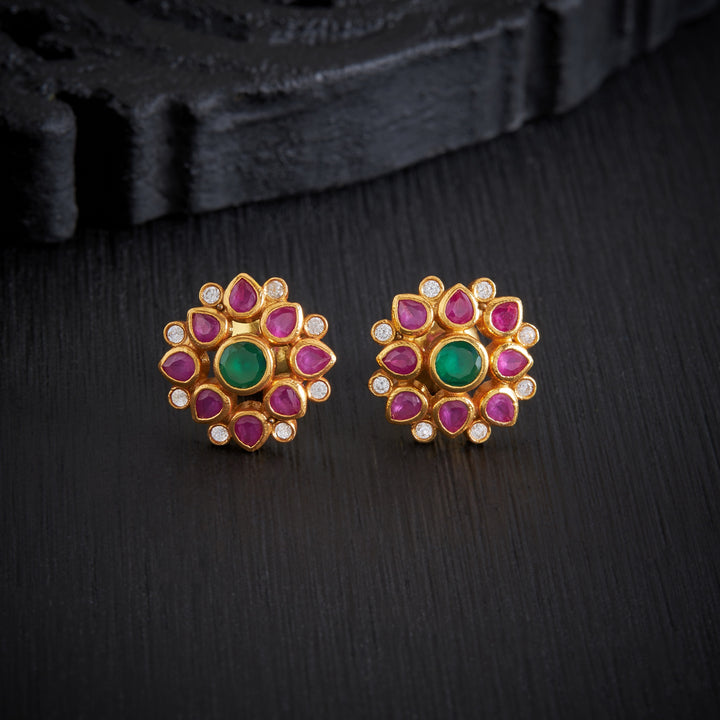 Crimson Petal Stone Studs