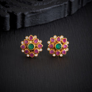 Crimson Petal Stone Studs