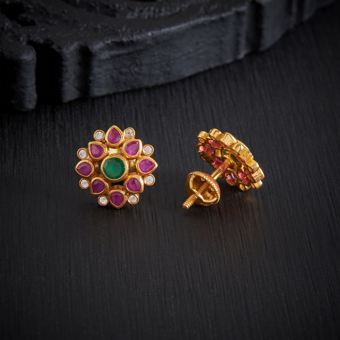 Crimson Petal Stone Studs