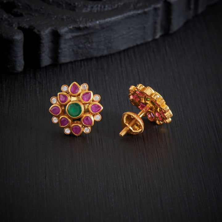 Crimson Petal Stone Studs