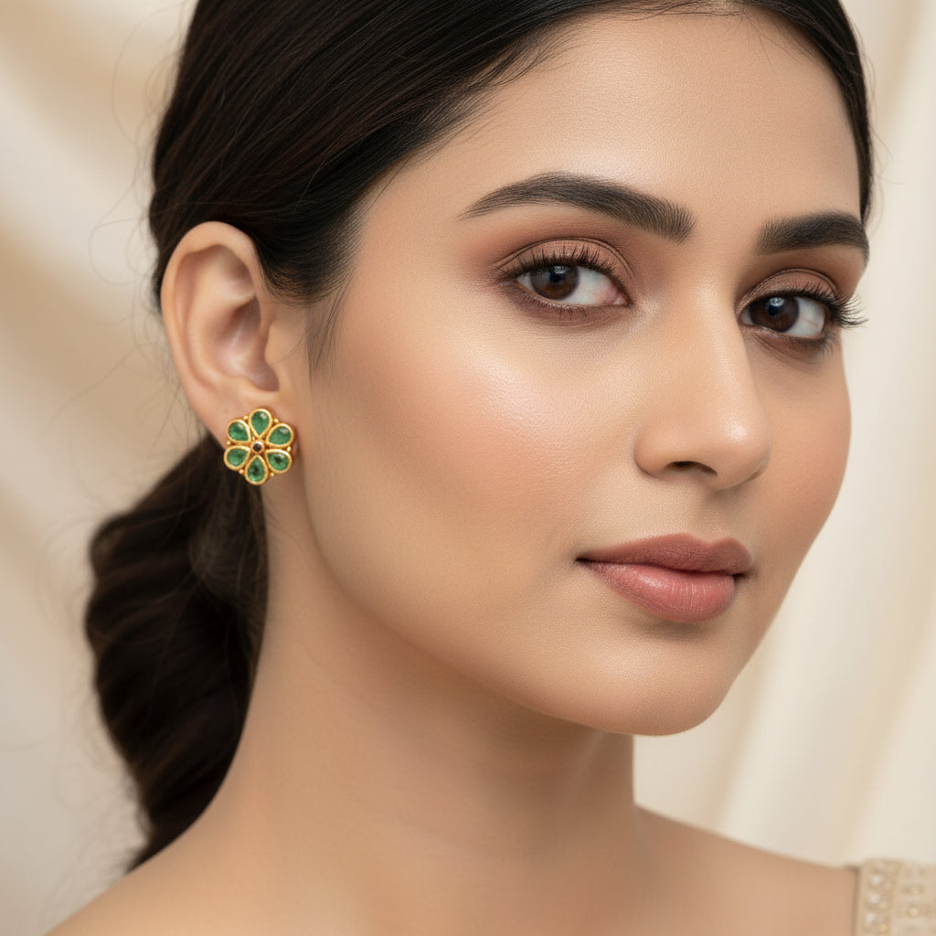 Green-Flora Stone Studs