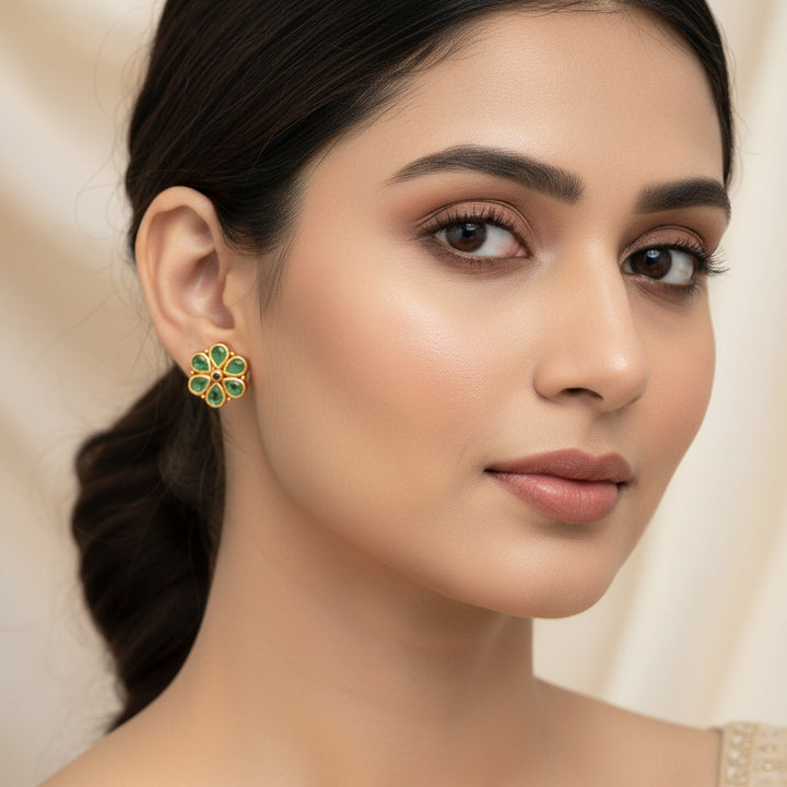 Green-Flora Stone Studs