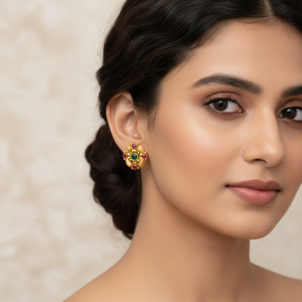 Mang-Floral Nakshi Studs