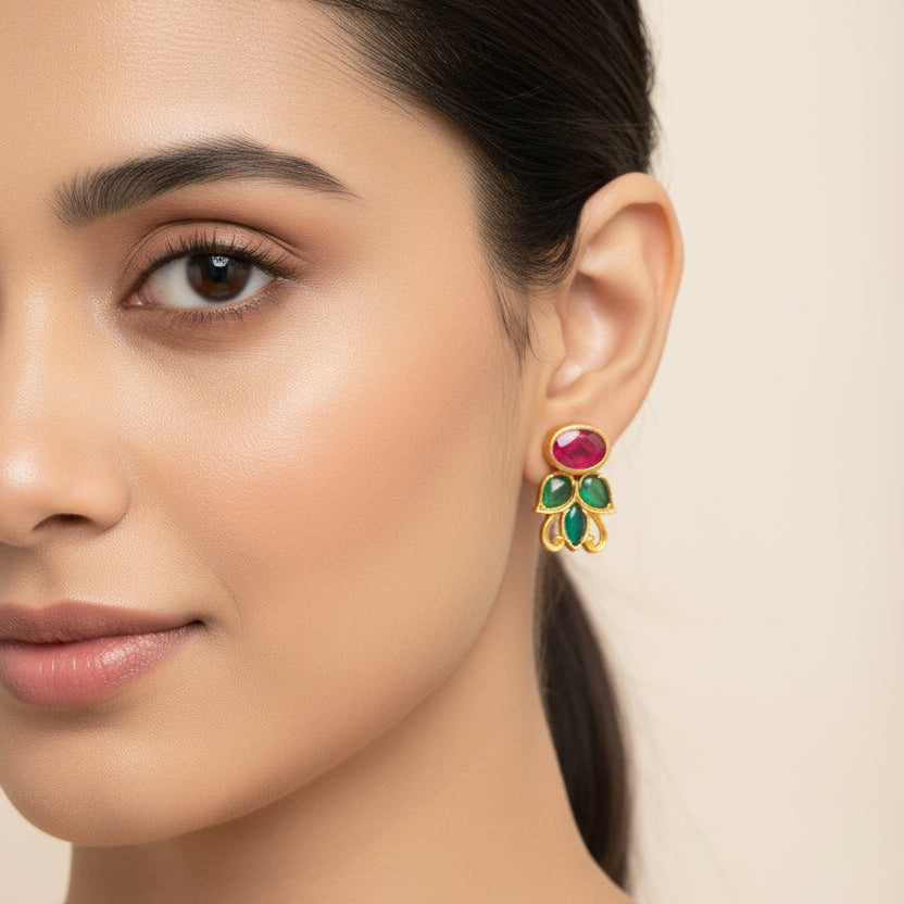 Oval-Leaves Stone Studs