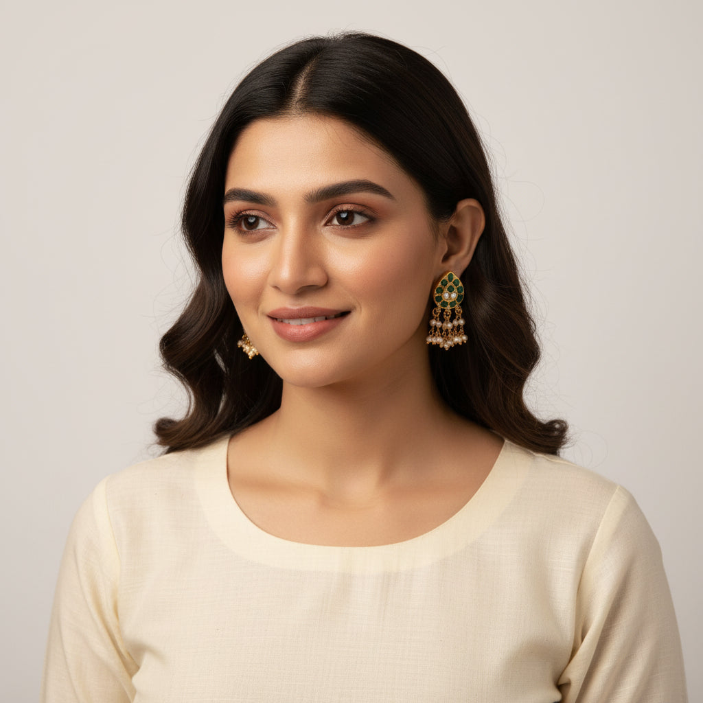 Panna-Moti Stone Danglers